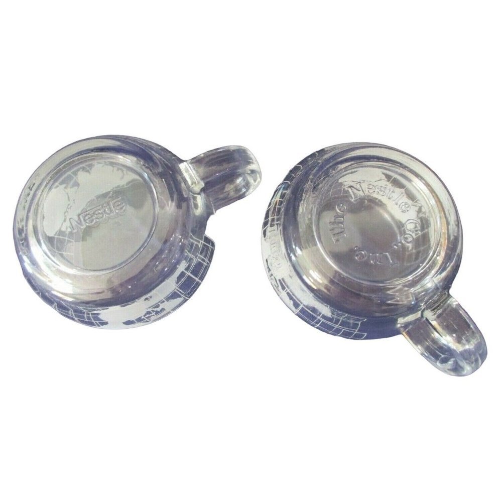 Vintage 1970's Nescafe Nestle Taste the World Etched Globe Mugs A Set of Two GUC - Picture 12 of 12